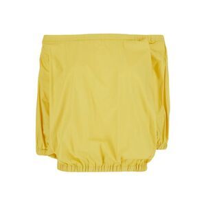 Plain Women Yellow Off-Shouder Top With Short Sleeves In Cotton For Women
